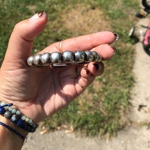 Mexico silver and leather bracelet